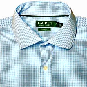 Lauren Ralph Lauren Classic Fit Shirt in Lt Blue/White Check Men’s 16 1/2/32-33